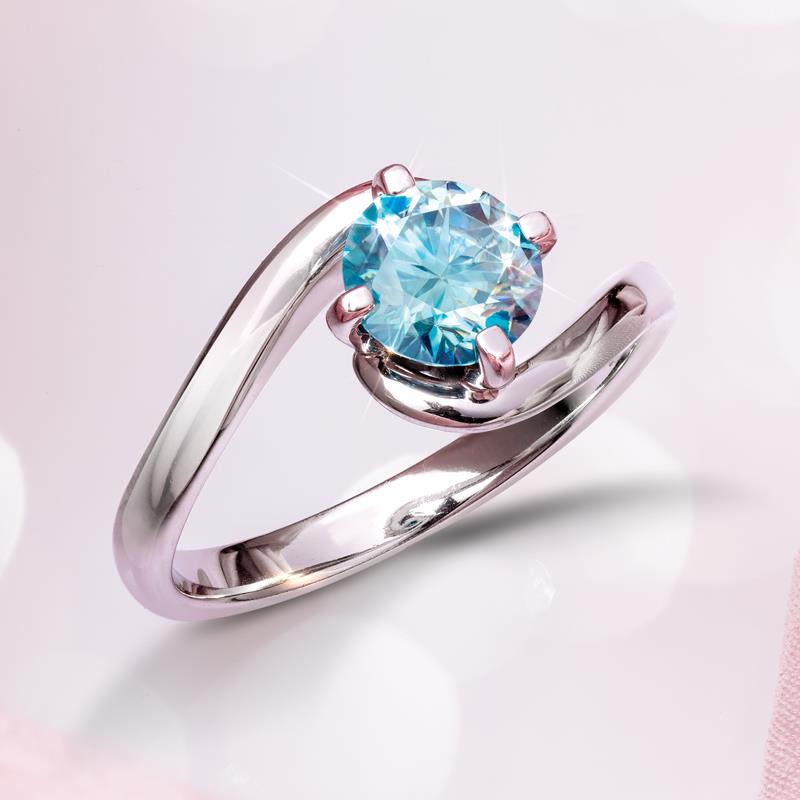 Moissanite Azure Solitaire Ring